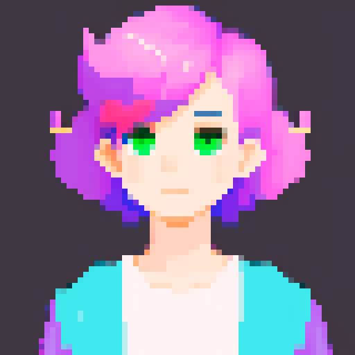 portrait, sprite art, gender neutral, nonbinary, trendy, queer, cute, eccentric