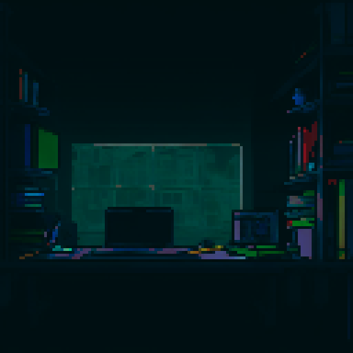 Setting is anywhere with computer(bedroom desk place, classroom, etc.) 
Incorporate bright neon colors(not limited to: blue, purple, pink) and darker counterparts to imitate gamer aesthetic. 
While the setting is heavily computer themed(pc, keyboard, wires, etc.) also include materials that give it an academic look(not limited to: pens, loose leaf paper, notebooks, textbooks, etc.) 
The work place is slightly cluttered but in a somewhat organized way; a pretty mess.
No people
