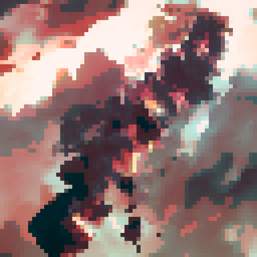 Attack on Titan, Eren Yeager, intense expression, vertical lines, towering walls, crumbling ruins, steely determination, dynamic action, dramatic lighting, monochrome palette, epic battle, colossal titan, fierce winds, cascading debris, towering shadows, emotional turmoil, swirling clouds, intense close-up, desperate struggle, striking contrast, haunting atmosphere