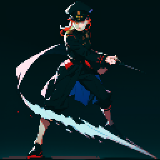 full-body image, military general woman, black uniform, black hat, evil, facing left, ready to fight, war background, battlefield, warfare
