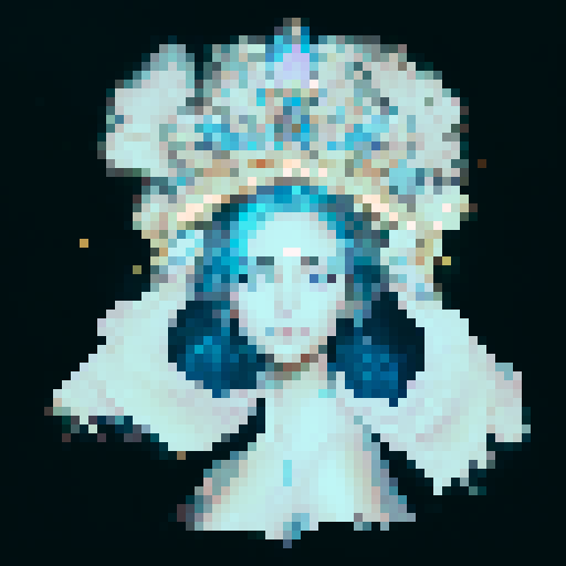 Create a close-up image of a mermaid with a crown, partially submerged underwater. Half of her face is above the water's surface, revealing her beautiful features. The underwater portion of her face should show her aquatic beauty, with the serene, mysterious ambiance of the ocean surrounding her. The crown should have an ethereal, shimmering quality, adding to her majestic presence.