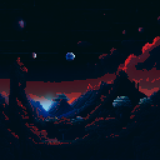 a starfield filled with nebulae and stellar phenomena in the style of classic DOS games with dithered shading