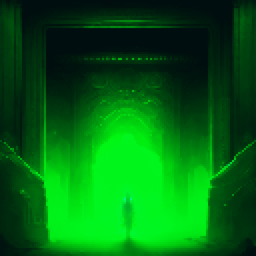 row of ornate, wooden doors with intricate carvings, leading to a mysterious chamber filled with glowing crystals and magical artifacts