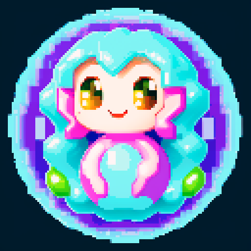 larger dazzling slime, semi-transparent gemstone body, glittering gemstones, bright sparkling eyes, joyful smile, pixel art, sRGB