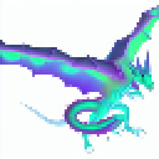 recreate this creature, as if it were aurora borealis, docile dragon, hypnotic