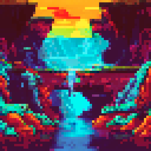 a macaque with no legs standing under a arch with water below in a canyon