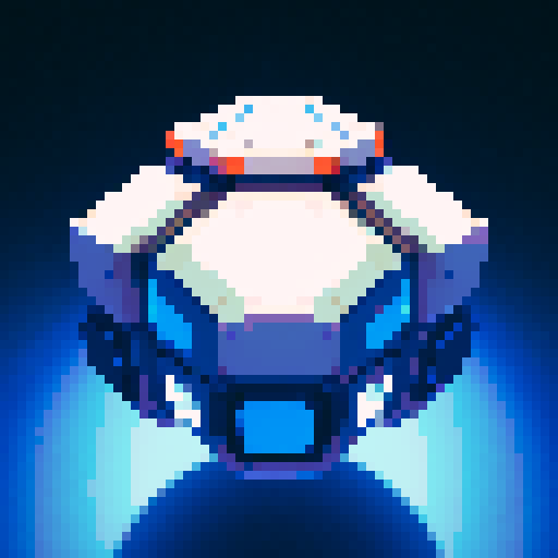 a transparent pure 2d sprite for a space game. It needs to look like the top view of a futuristic spaceship all by itself with the background transparent ,style of the 90s. The spaceship should not have any shadows.