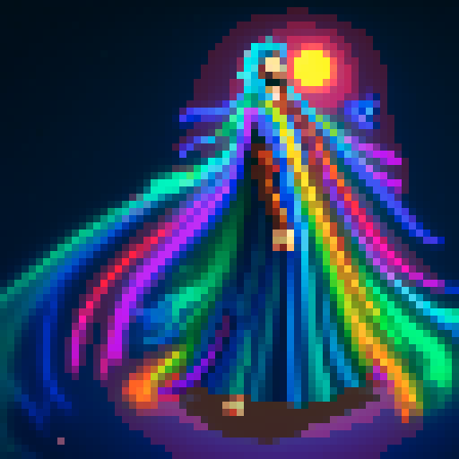 Wizard, flowing robe, vibrant colors, stars and moons, magical staff, swirling patterns