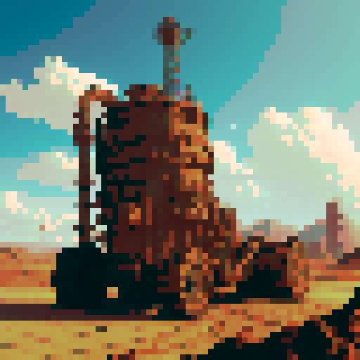 worn and weathered, industrial excavation machine, towering over the desolate landscape, surrounded by swirling clouds of dust and debris, with intricate mechanical gears and steampunk-inspired design