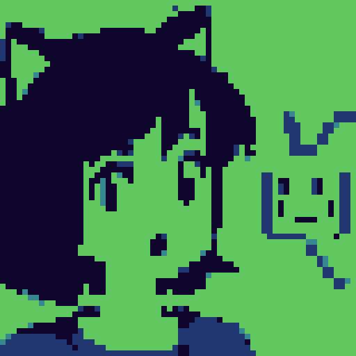 simple anime girl, short hair, pixel art, old computer screen style, sRGB