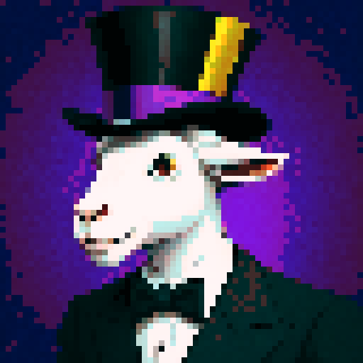 Badass goat with a top hat and monocle