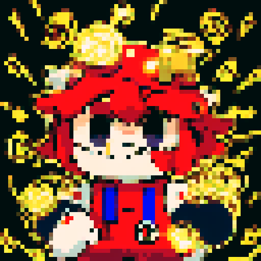 golden Mario coin, shiny surface, glimmering sparks, character portrait, close up, anime style, pixel art