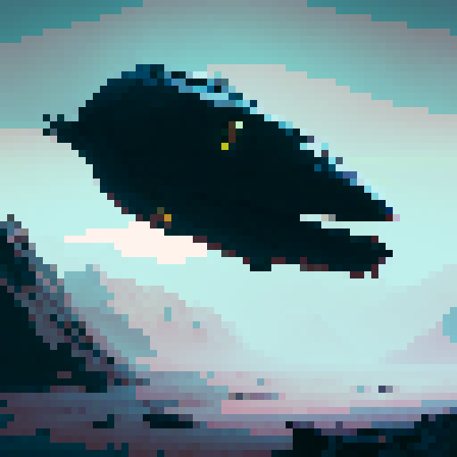 a pixelated snake makes its way through a desolate, grayscale landscape towards a lone, vividly colored apple, a striking contrast that captures the eye, 