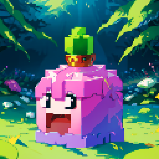 Slime cube wearing crown