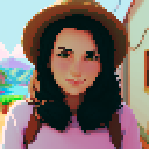 create a stardew valley style female character with a slight smile
