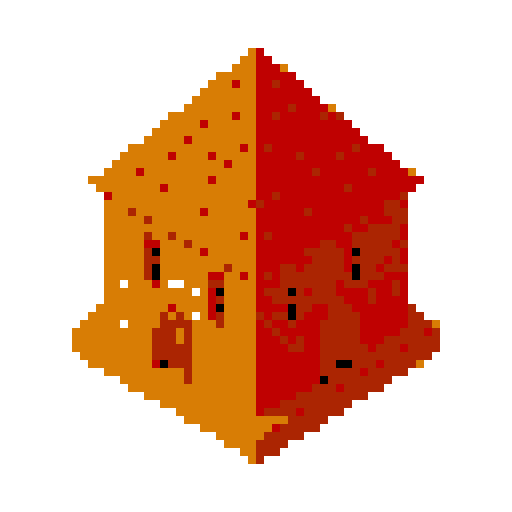 layered triangular red clay shingle tower top. Usable as an asset (clear, thick lines and a white background)