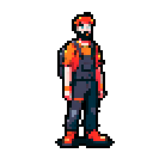 young, bearded, male warehouse worker, Amazon Germany, pixel art