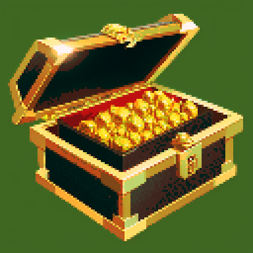 diamond treasure chest, shiny, pixel art, sRGB
