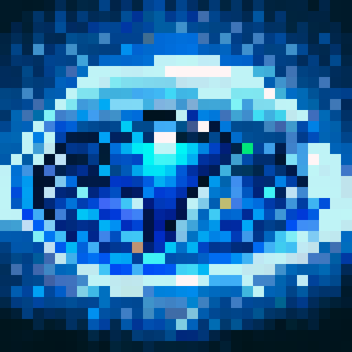 water barrier, pixel art, game icon, 32x32, sRGB, skill art, close up, portrait, vibrant colors, flowing waves, reflective surface, shimmering droplets, swirling currents