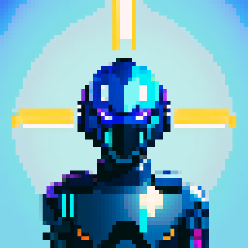 armour, pistol, pixel art, sRGB, vibrant colors, intricate details, retro aesthetics, blocky shapes, high contrast, sharp lines, metallic sheen, futuristic design, glowing highlights, dynamic poses, action-packed scene, dramatic lighting