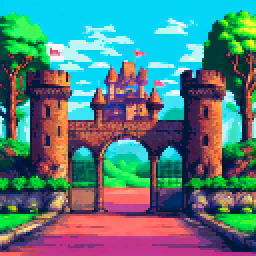 Front of medieval castle with a big closed gate.