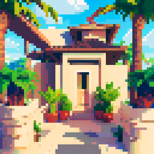 Yucca plants, palm trees