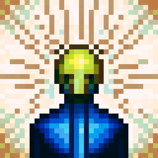 yellow coat, game icon, 32x32 pixel art, sRGB, skill art, close up, portrait, vivid tones, glossy texture, detailed stitching, vibrant shades, dynamic lighting, stylized shading, bold lines, intricate patterns, contrasting hues, high contrast, exaggerated proportions, dramatic shadows, expressive brushstrokes
