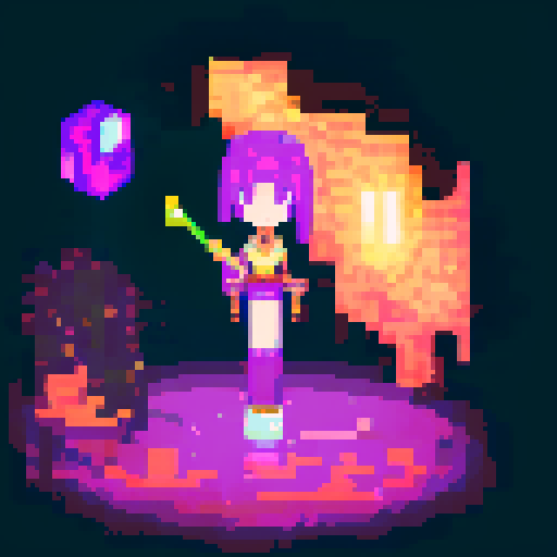  Mage anime girl with flowing hair, fluorescent tattoos, and a glowing staff,  floating in her evil lair