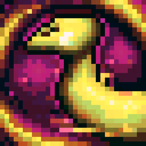 Sand worm from Dune, game icon, 32x32 pixel art, sRGB, skill art, close up, portrait, menacing, textured scales, glowing eyes