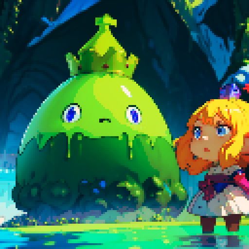 giant slime wearing crown