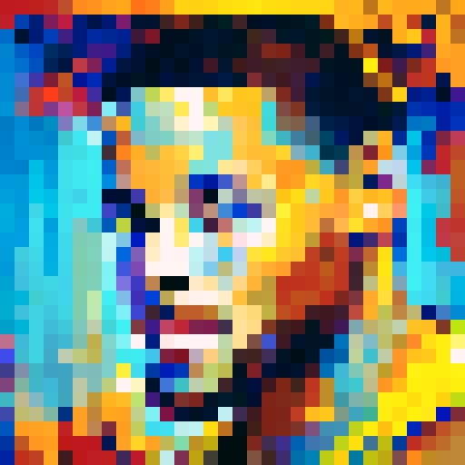 Stephen Curry, the game icon of the Golden State Warriors, stands tall in a skill art close-up portrait, pixelated in 32x32 sRGB with his signature lightning-quick moves and deadly accurate shots.