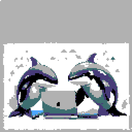 killer whales, sleek and powerful, typing on a laptop