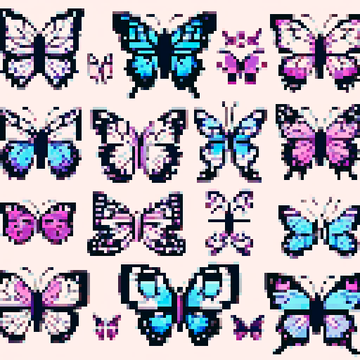 butterfly collection whimsical cute style