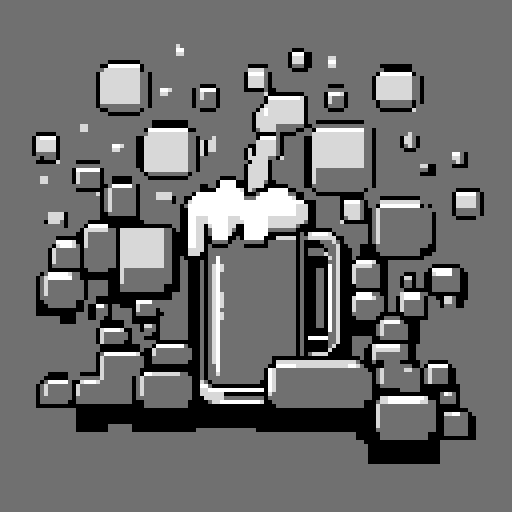 hand pouring beer, foamy bubbles floating, vibrant colors, blocky pixels, retro arcade game vibes, low resolution, reminiscent of 8-bit art, glowing neon hues, crisp edges, nostalgic gaming aesthetic, glowing pixelated foam, animated GIF style