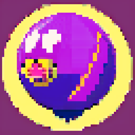 giant spherical violet head with a toothy mouth and wings, retro-style 16-bit