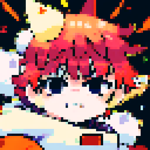 astronaut, determined expression, intense gaze, vibrant anime colors, intricate pixel details