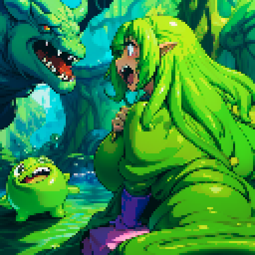 hungry slime, gelatinous slime, slime monster, mouth open, hungry