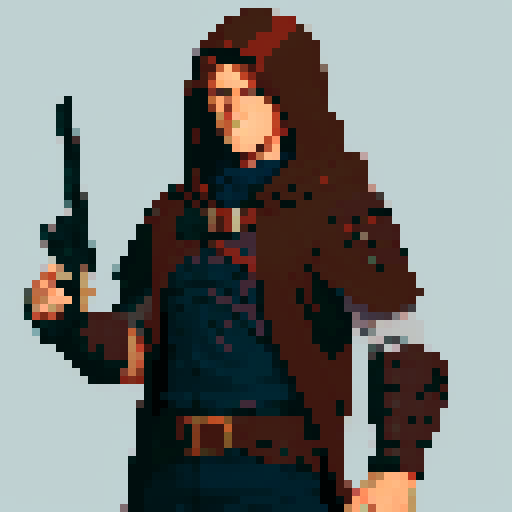 Male Fantasy Gunslinger with brown hair and a hood