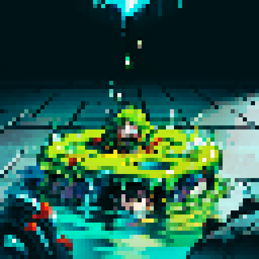 goo floor, pool of ooze, heroes sinking into ooze, heroes sinking into goo, floor is made of ooze