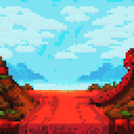 Pixel art, dragon statue