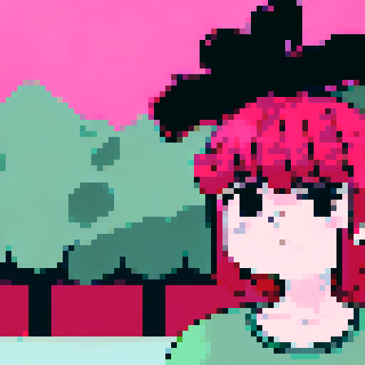 misty mountains with a bright pink sunrise, reflected in a serene lake surrounded by tall pine trees and a cozy cabin in the middle of the forest