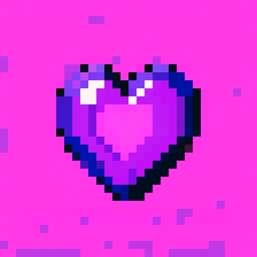 purple gem heart on pink background