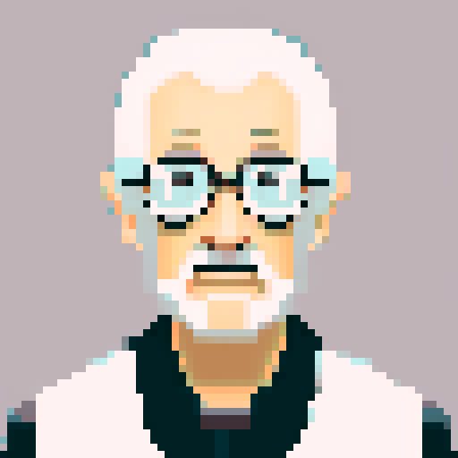 portrait of an old man, no facial har, white button down shirt, black hair