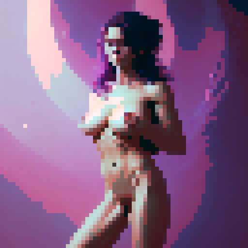 sexy naked woman, bent over with ass facing camera, fingering herself, pixel art porn
