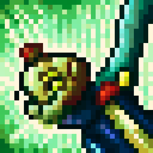 a pixelated platformer character