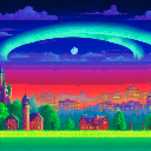 beautiful dramatic aurora borealis over an adorable town at night 