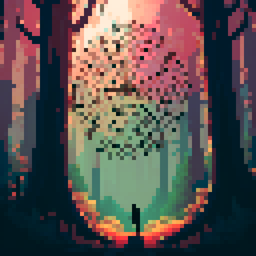 An enormous spider web between two trees in the forest fantasy setting