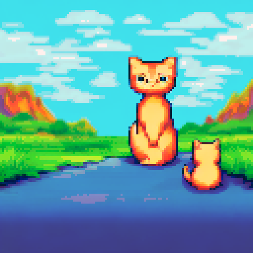 cute cat, pixel art