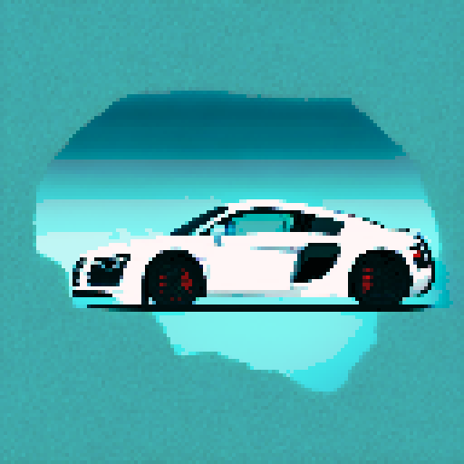 Photorealistic, centered Audi R8 in a three quarter view, clean background, pixel art style with sRGB colors