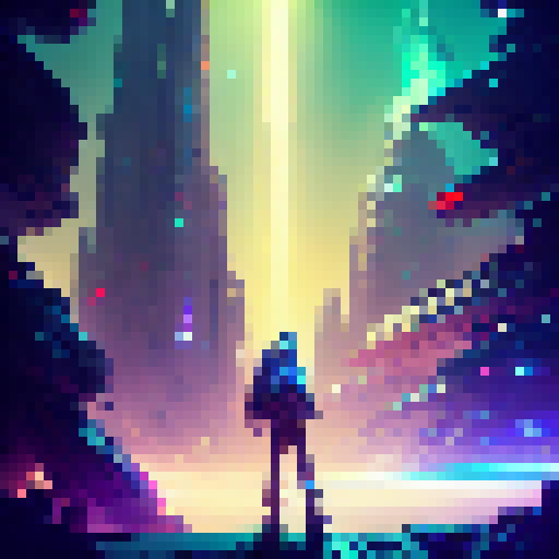 "Ekko dashes through a colorful, neon-lit cityscape, wielding his glowing time-traveling gauntlet as he evades a barrage of enemy projectiles and leaps over towering buildings in a dynamic, comic book-inspired art style."